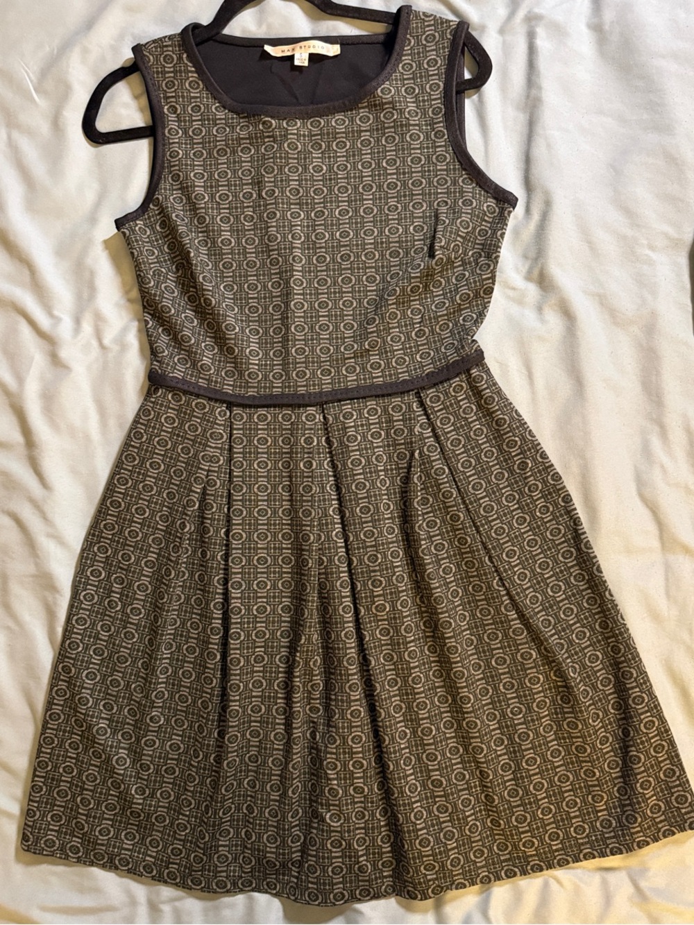 Max Studio Brown Geo-Print Sleeveless Fit & Flare Dress